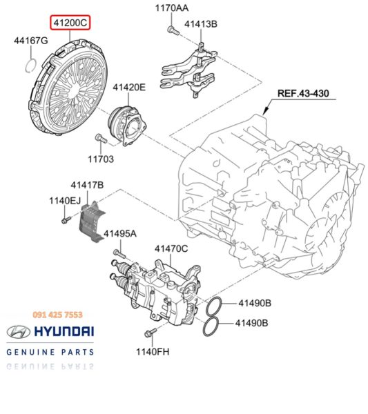 Bộ Bàn Ép Đĩa Côn Xe SELTOS Chính Hãng 412002D500