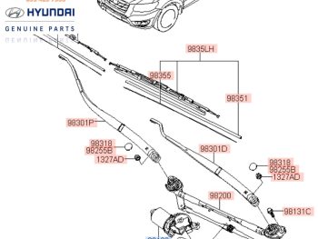 Mô tơ gạt mưa trước xe SantaFe 2010 chính hãng