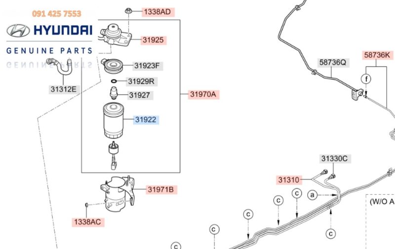 Lọc Nhiên Liệu Xe Huyndai Starex Chính Hãng 319224H001