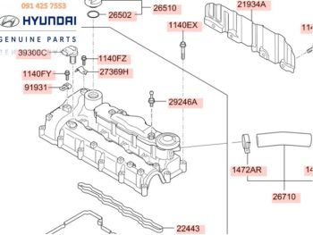 Nắp Giàn Cam Xe SantaFe 2018 Chính Hãng# 224102F601